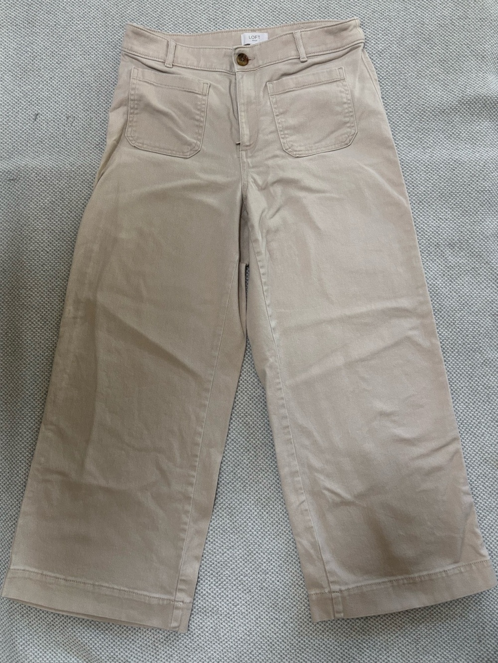 LOFT Curvy Wide Leg Pants Size 8/29 Beige Patch Pocket